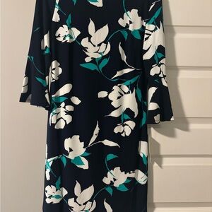 Harper White and Green Sheath Dress with Bell Sleeves